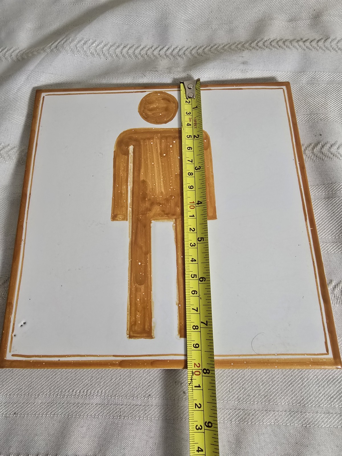 Men Women Bathroom Sign 8″ x 8″ Tile Restroom Made in Italy Clay Galzed Tile