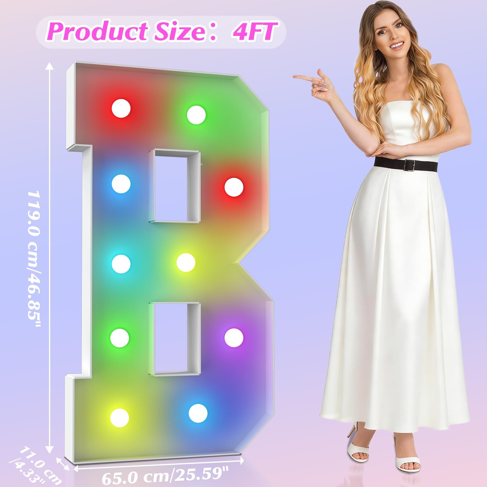 4FT Colorful Marquee Numbers,18-Color Number 6 with Remote Control Large Ligh…