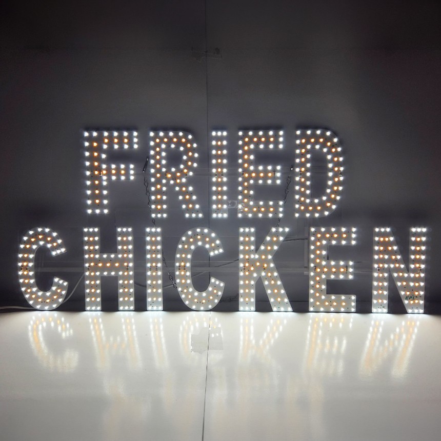 EPL Signs FRIED CHICKEN Yellow LED Sign Business 13″x30″ Remote 2G Blinking Mode