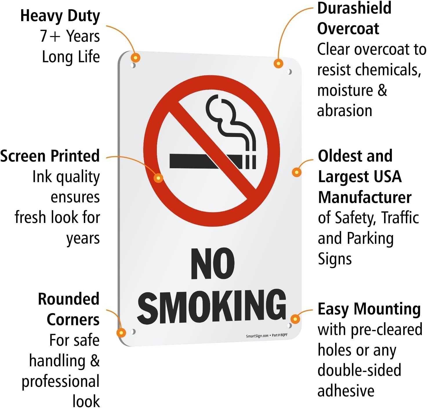 Aluminum Sign, Legend “No Smoking” with Graphic, 10″ high x 7″ wide, Black/Re…