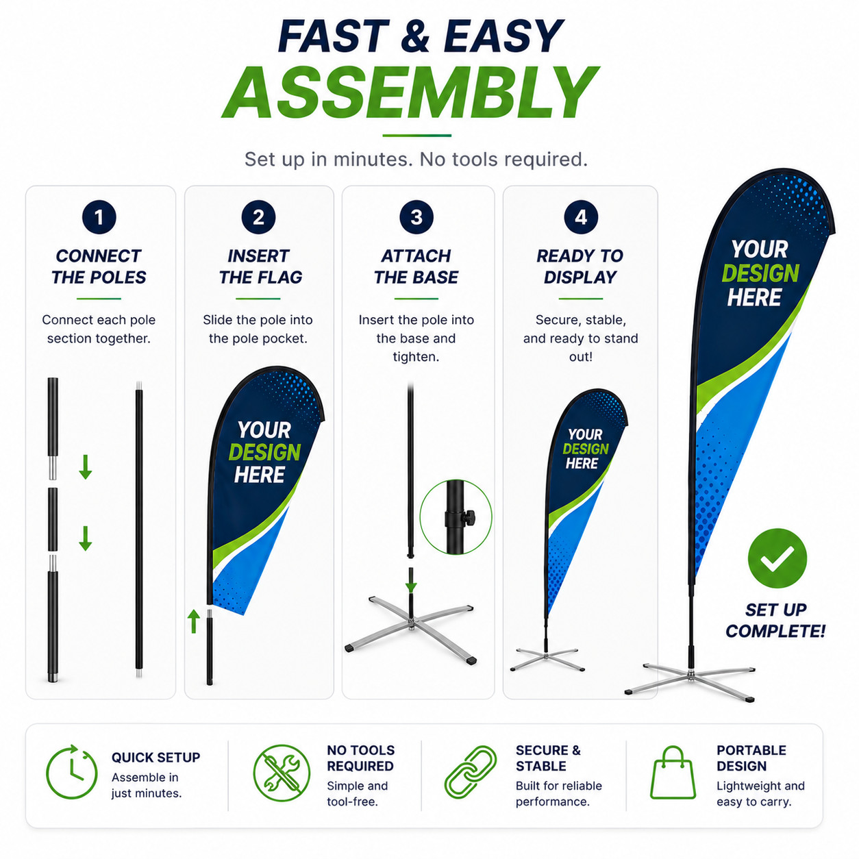 Custom Teardrop Flag Banner Printing | Full Color Single & Double Sided