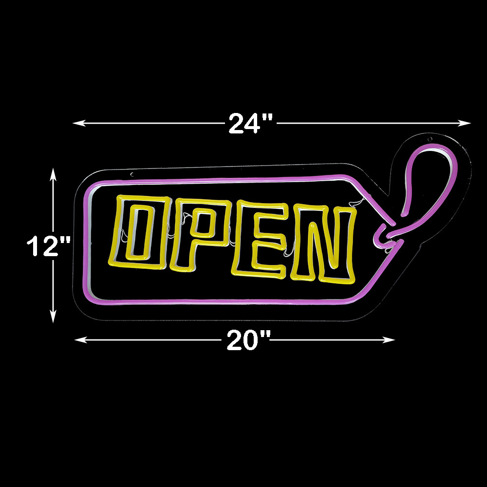 20″ x 12″ Bright LED Neon Light OPEN Sign + on/off switch UL Power Store Decor