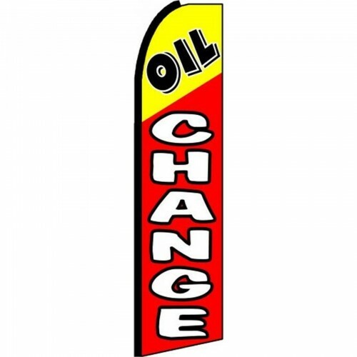 Oil Change Red Yellow Black Flutter Swooper Flag Advertising Sign 3’ Wide Banner