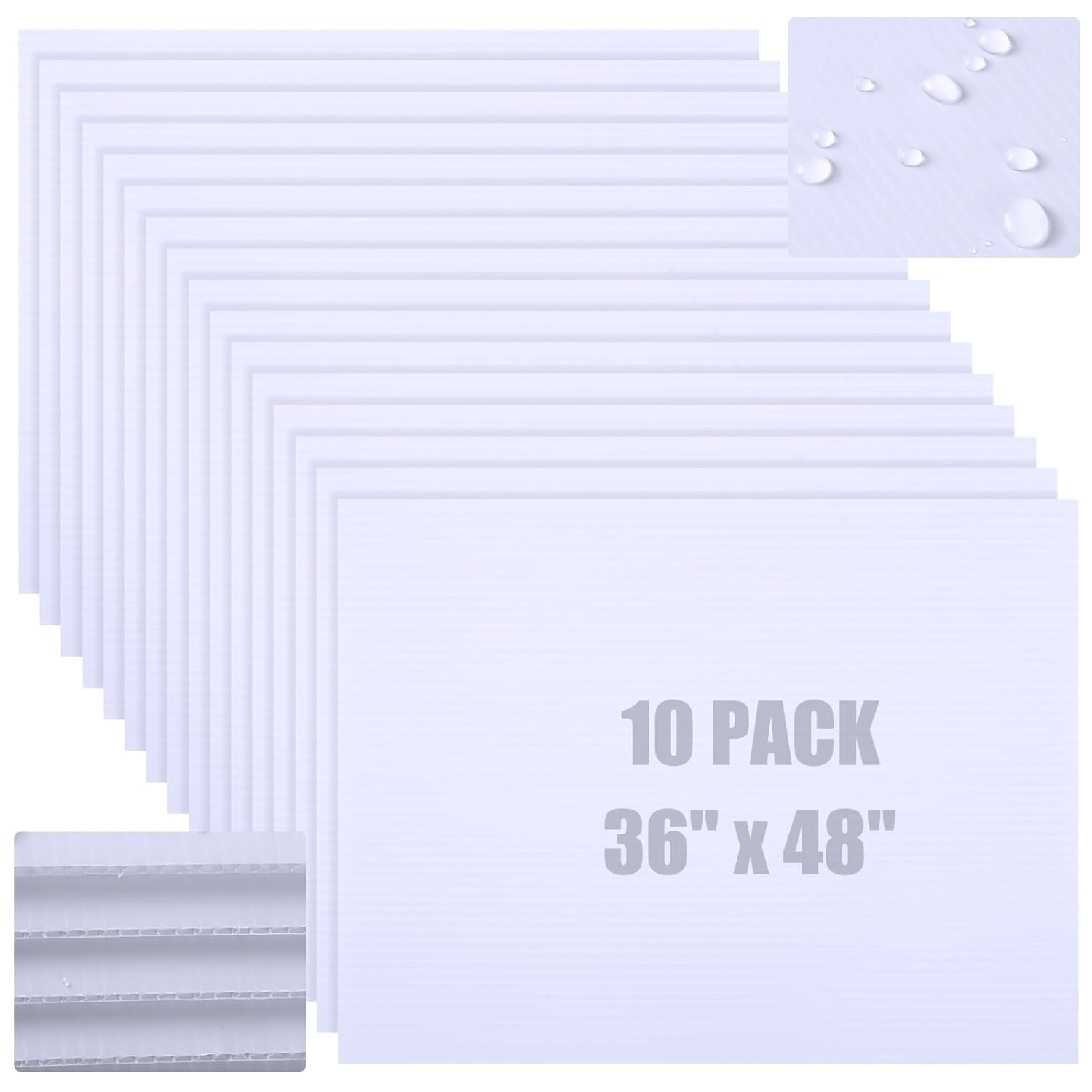 10 Pack Corrugated Plastic Board, 4Mm Blank Yard Signs Corrugated Poster Board B