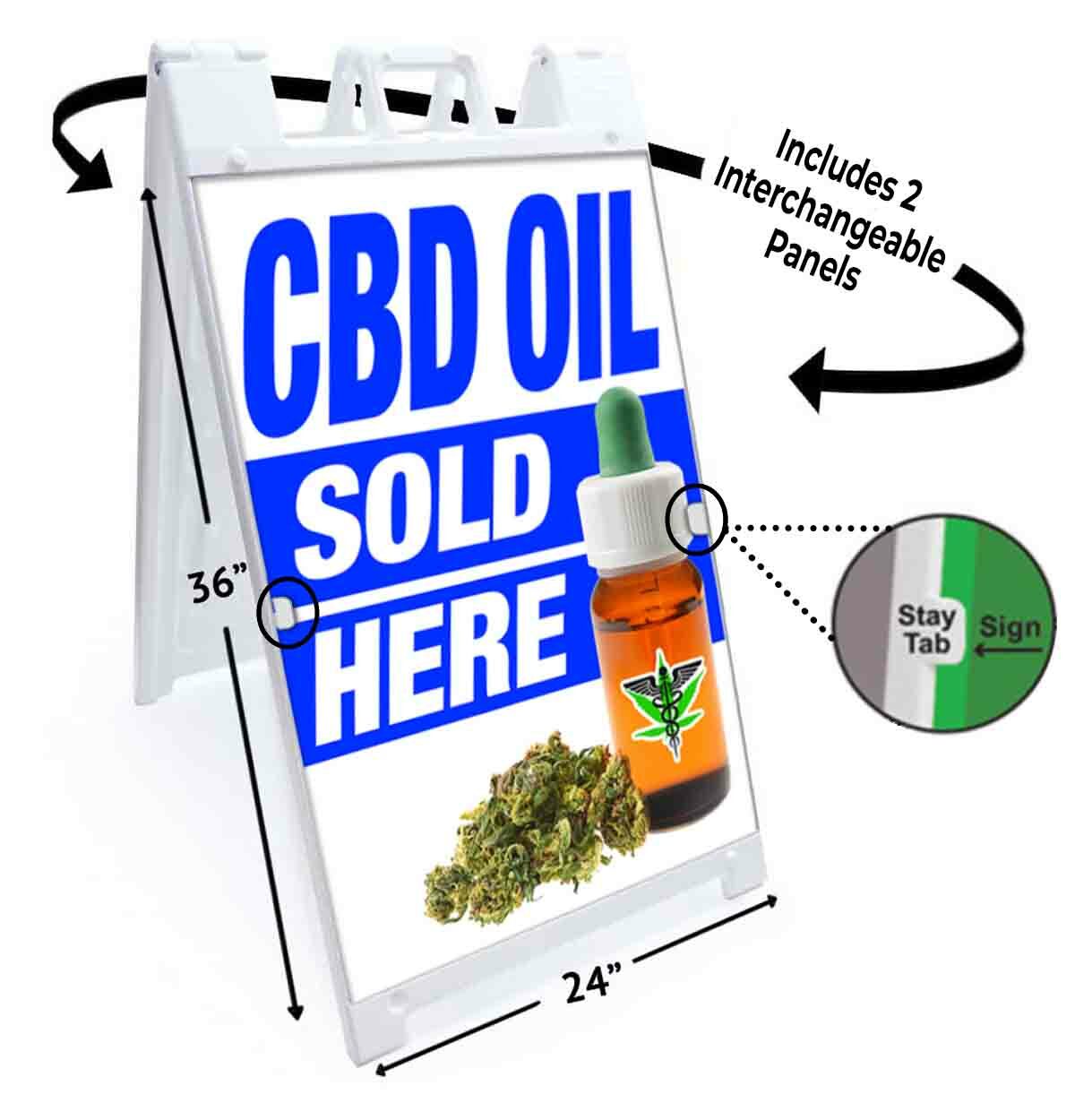 CBD OIL SOLD HERE Signicade 24×36 A Frame Sidewalk Sign Double Sided