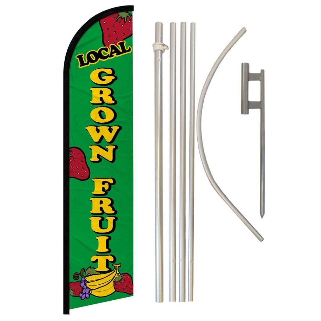 Local Grown Fruits Full Curve Windless Swooper Flag & Pole Kit Organic Produce