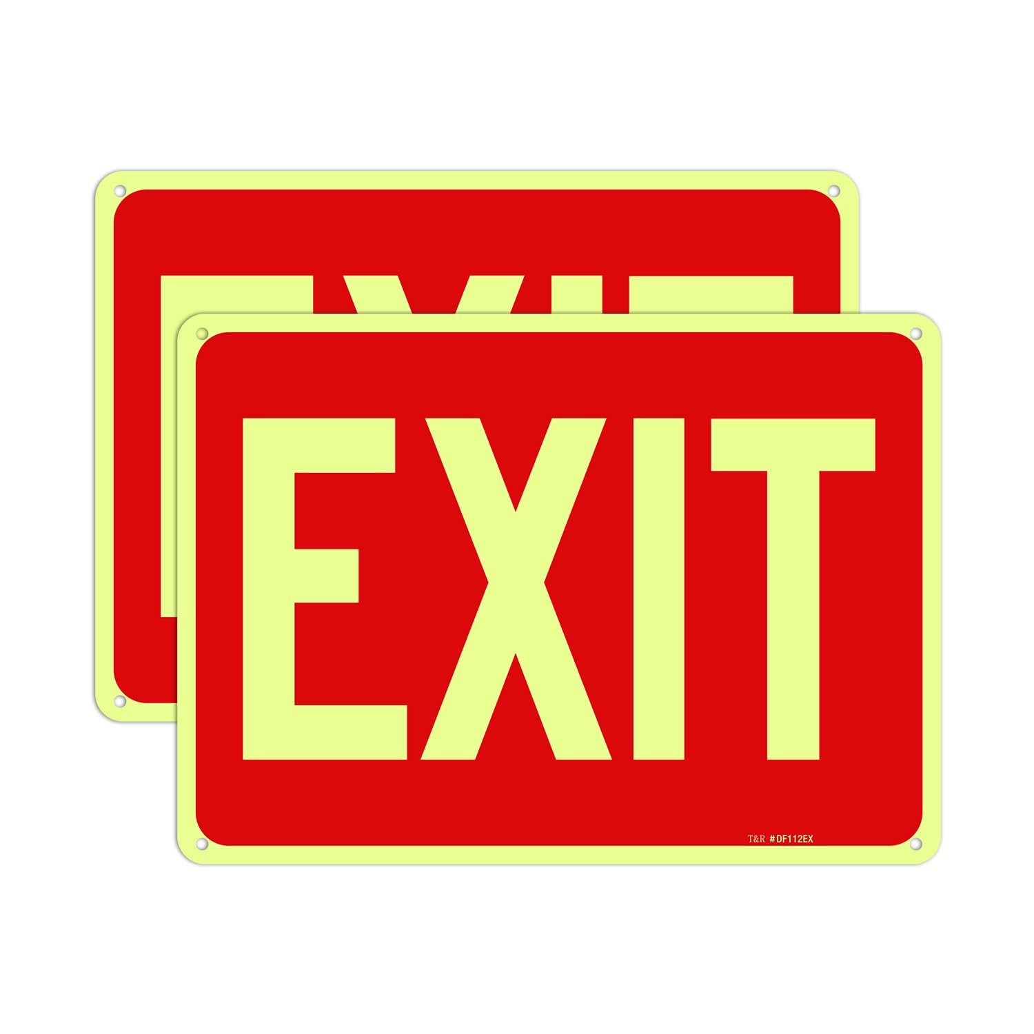 Exit Sign 2 Pack 10 x 7 Inches Rust Free .040 Aluminum GlowInTheDark UV Pr…