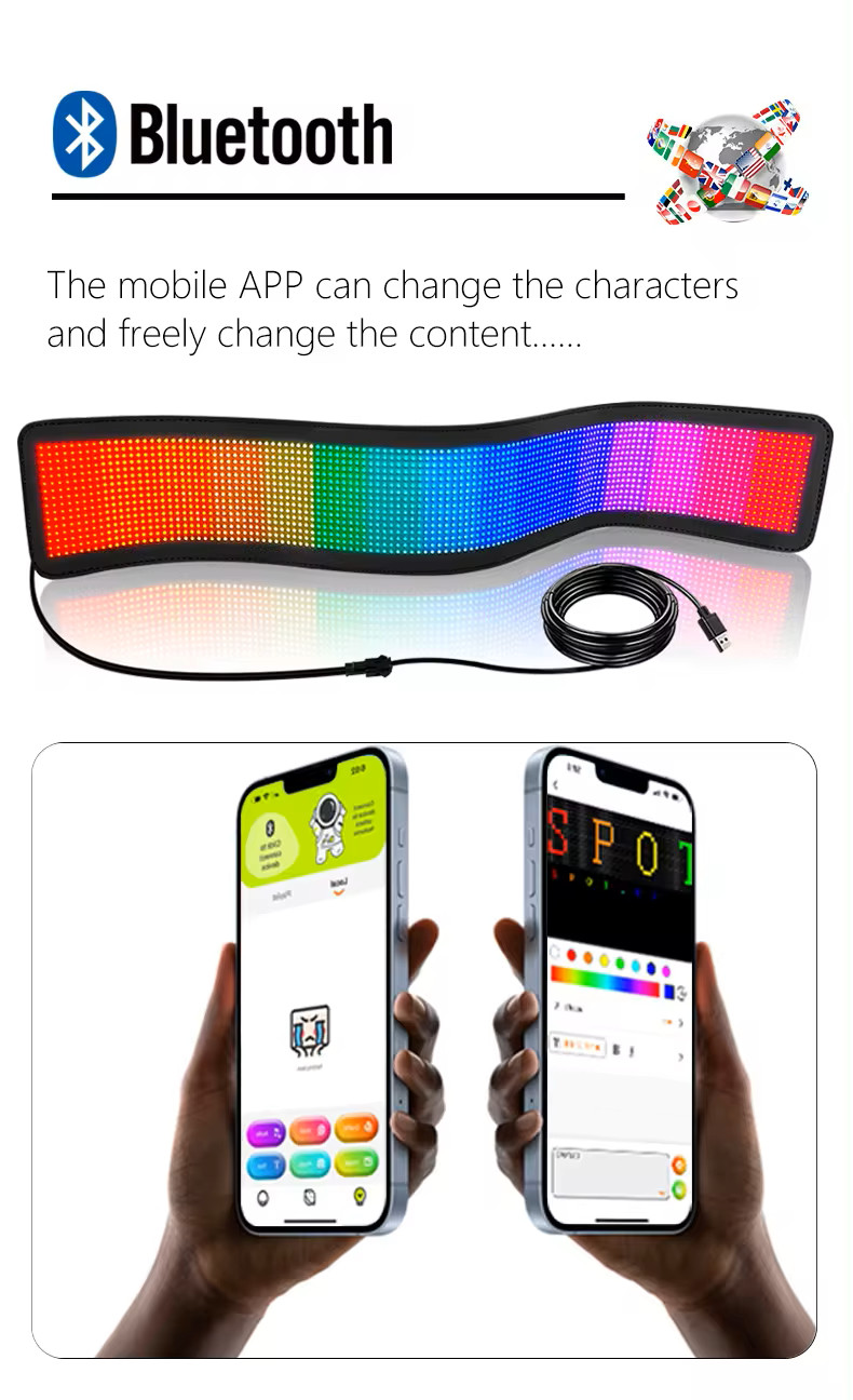 LED Flexible Sign Matrix Panel Screen with Smart APP Control 15.5×4.25″ (DIS)