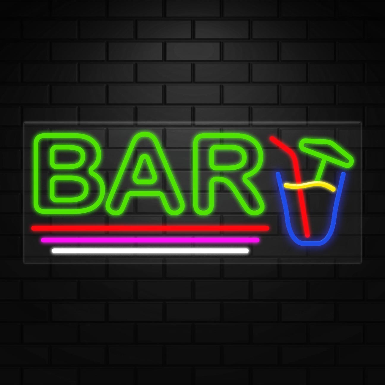 Bar Sign for Window/Wall Displays | LED Flex Neon | 32″W x 13″H x 1″D