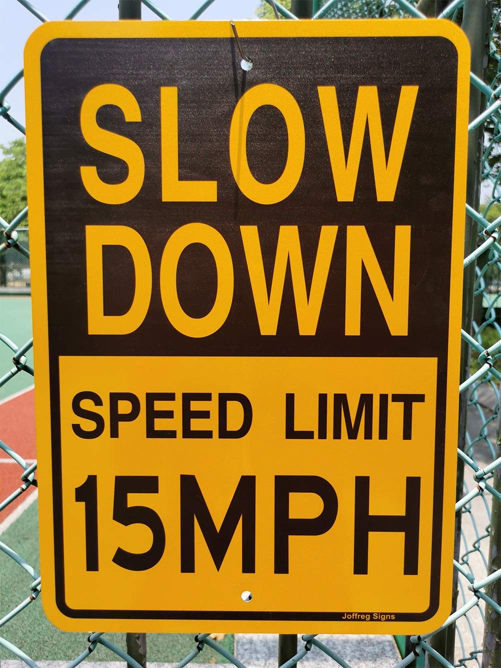 Slow Down Speed Limit 15 MPH Sign 17×12 Inches Reflective Aluminum 2 PCS