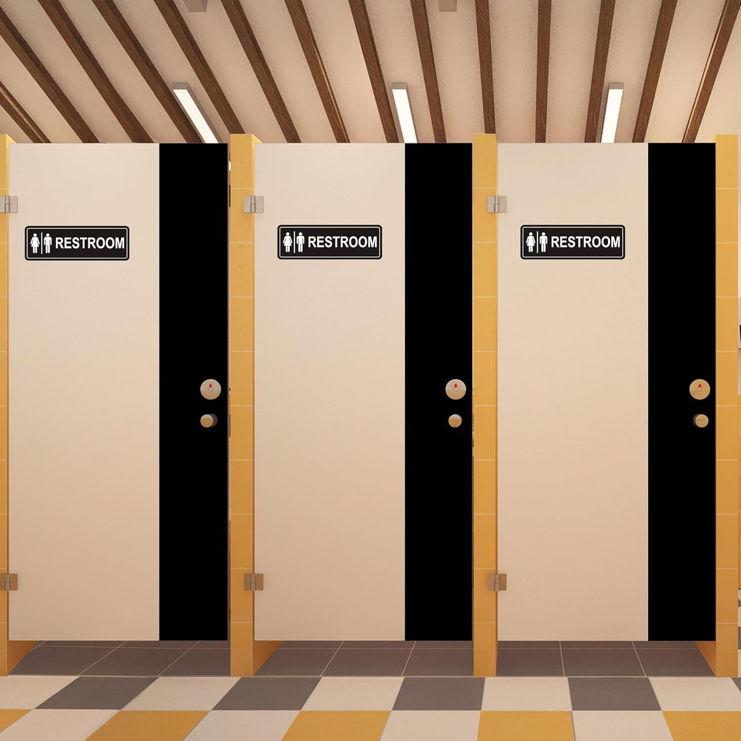 Restroom Sign – (2 Pack ) Metal Restroom Signs for Business with Strong Self-Adh