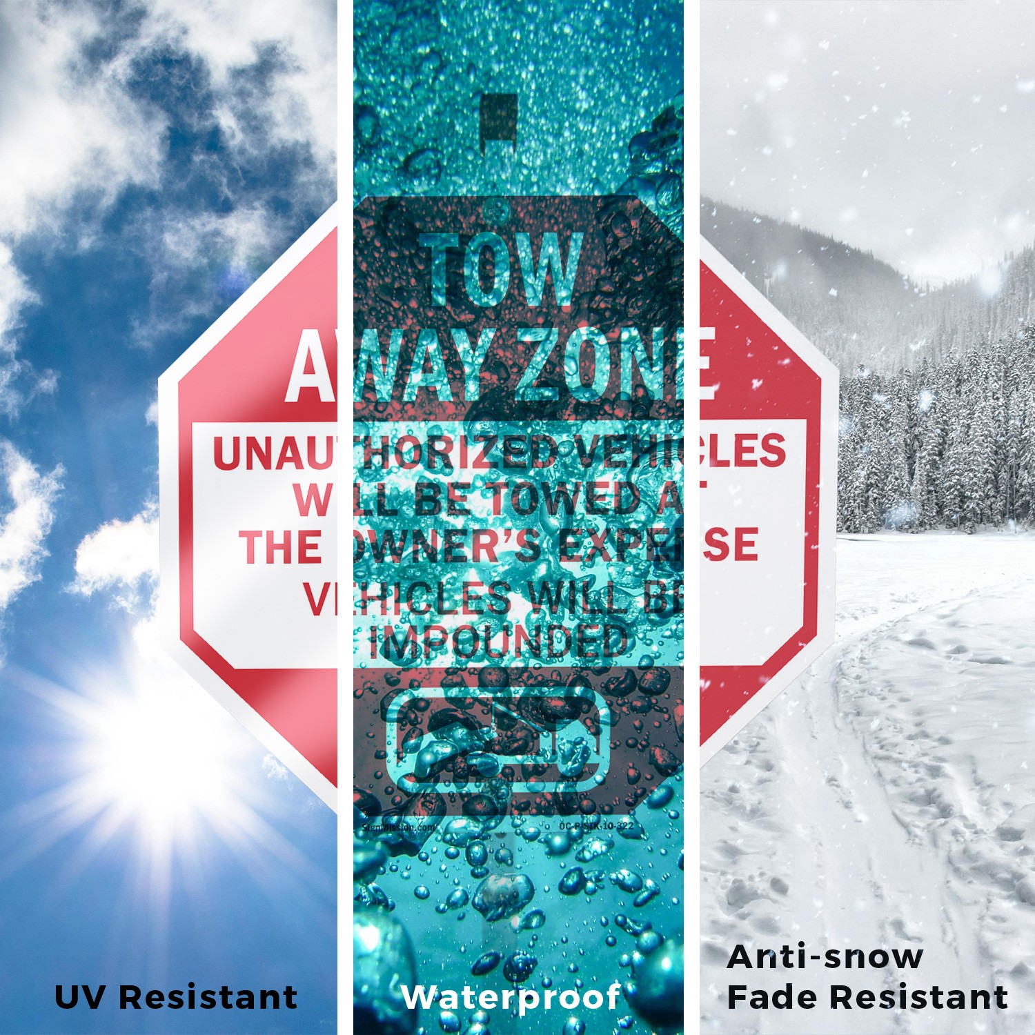 Tow Away Zone Unauthorized Vehicl Octagon Sign With Stake Weather Resistant