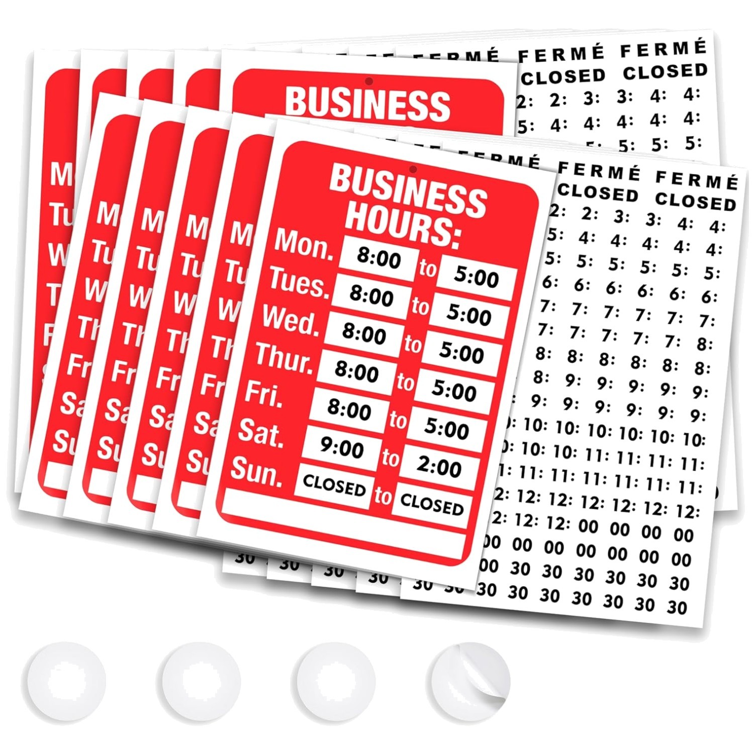 Professional Business Hours Sign – 10 Pack, 7.7 x 11.7 Inch