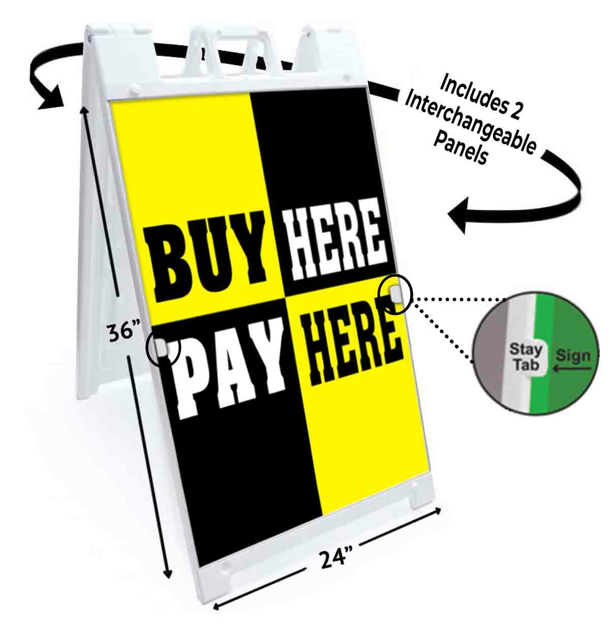 Buy Here Pay Here Signicade 24×36 A Frame Sidewalk Sign Double Sided