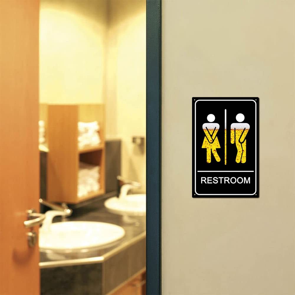 Restroom Sign Funny Metal for Office or Business 8 x 12 inch