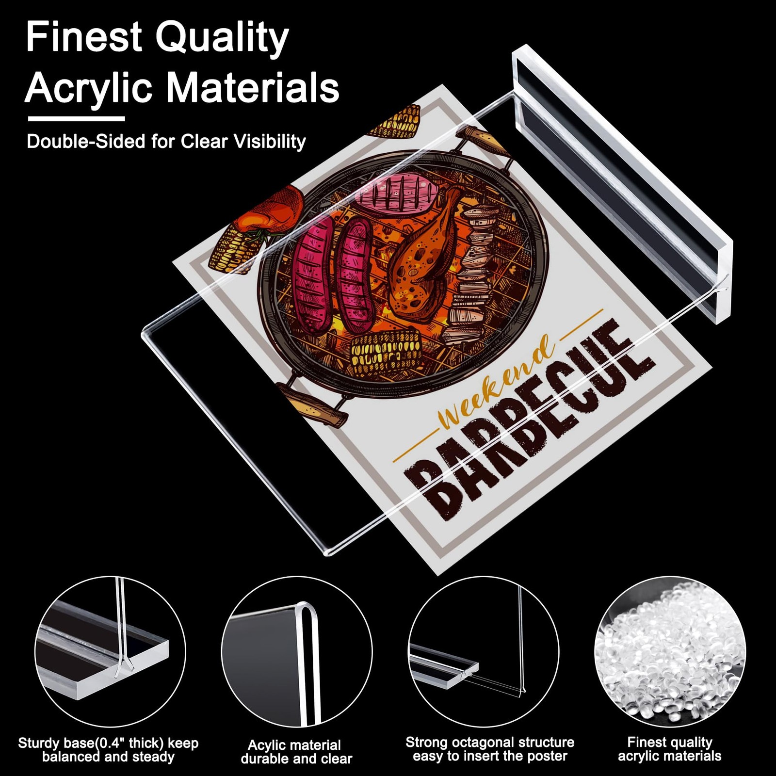Clear Acrylic Sign Stands 11 x 8.5 Inch – 3 Pack Double-Sided Display