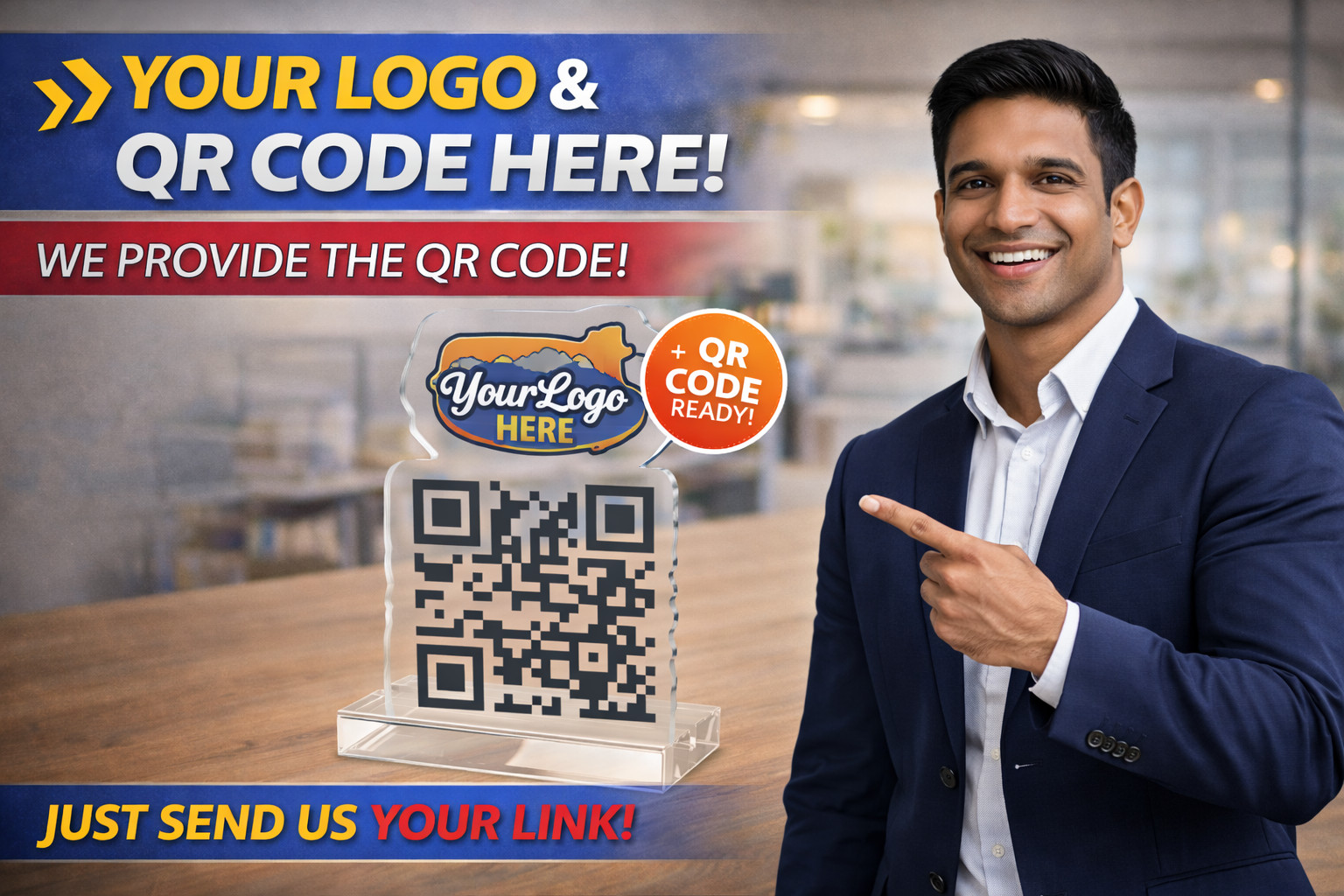 Custom QR Code Stand Scan Me Sign Business Display + QR Service