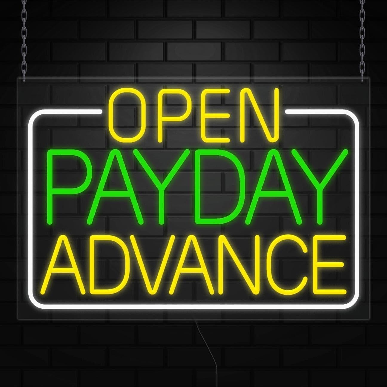 Open Payday Advance Sign for Retail Displays | LED Flex Neon | 36″W x 24″H x 1″D