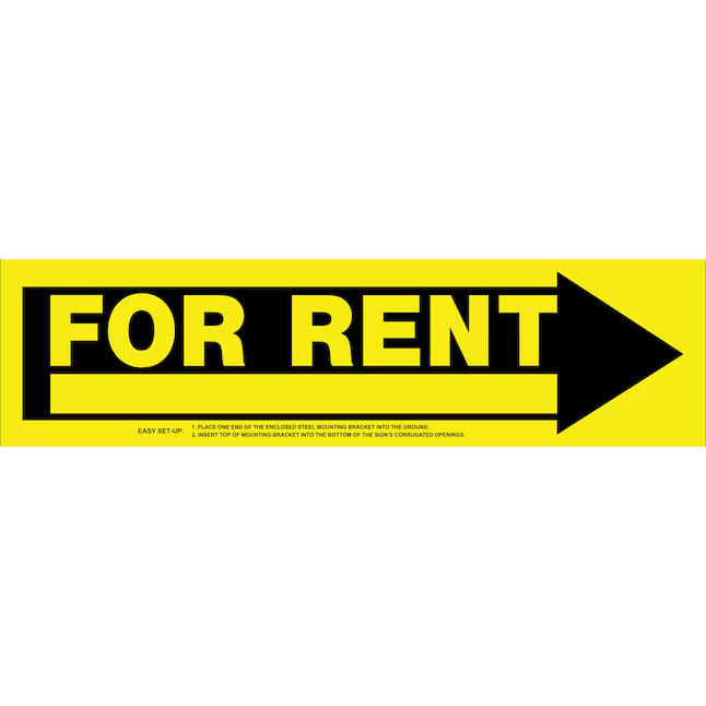 Hillman For Rent – with Holder 6-in x 24-in Corrugated plastic Rent sign