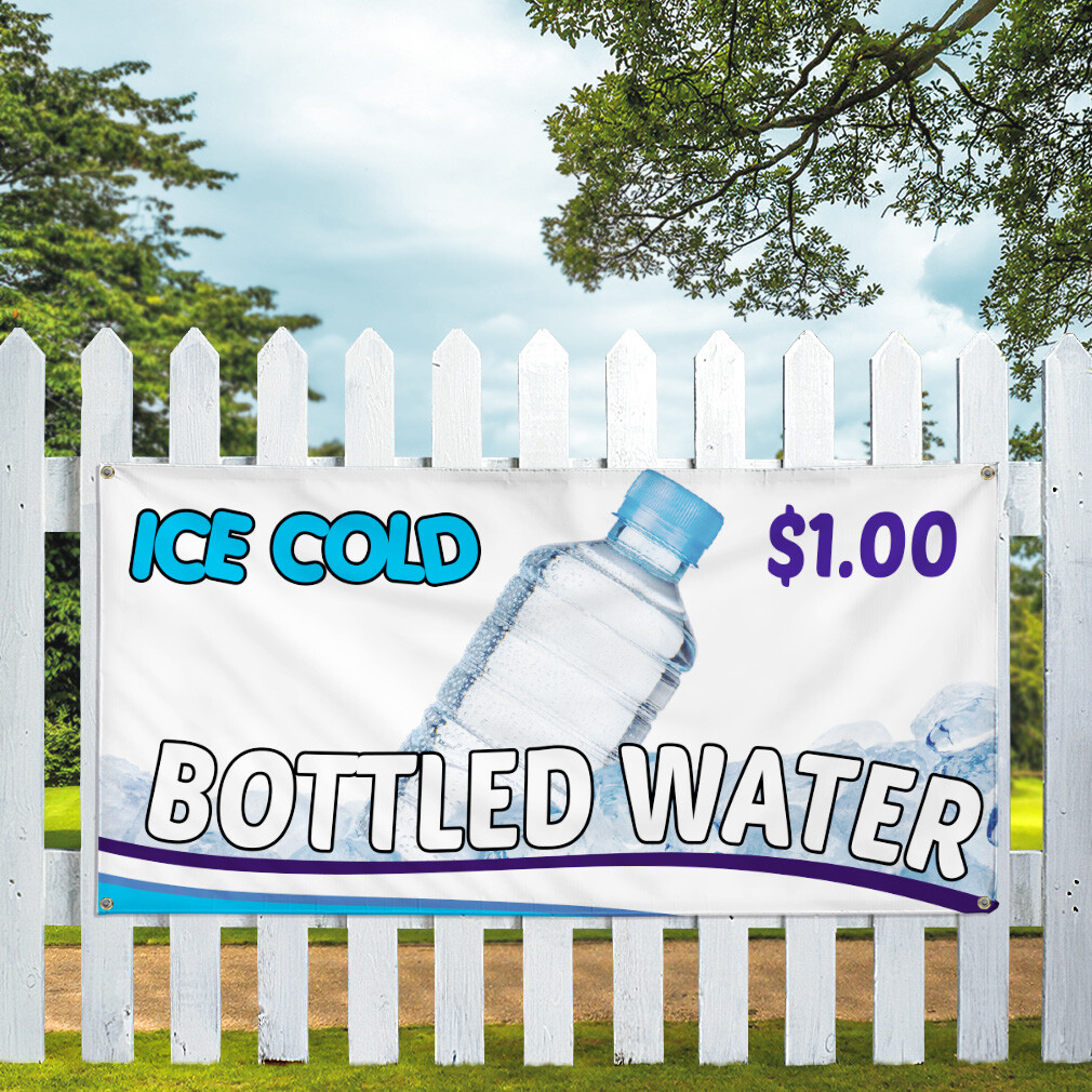 Vinyl Banner Multiple Sizes Ice Cold $ 1.00 Bottled Water Food & Beverage Water