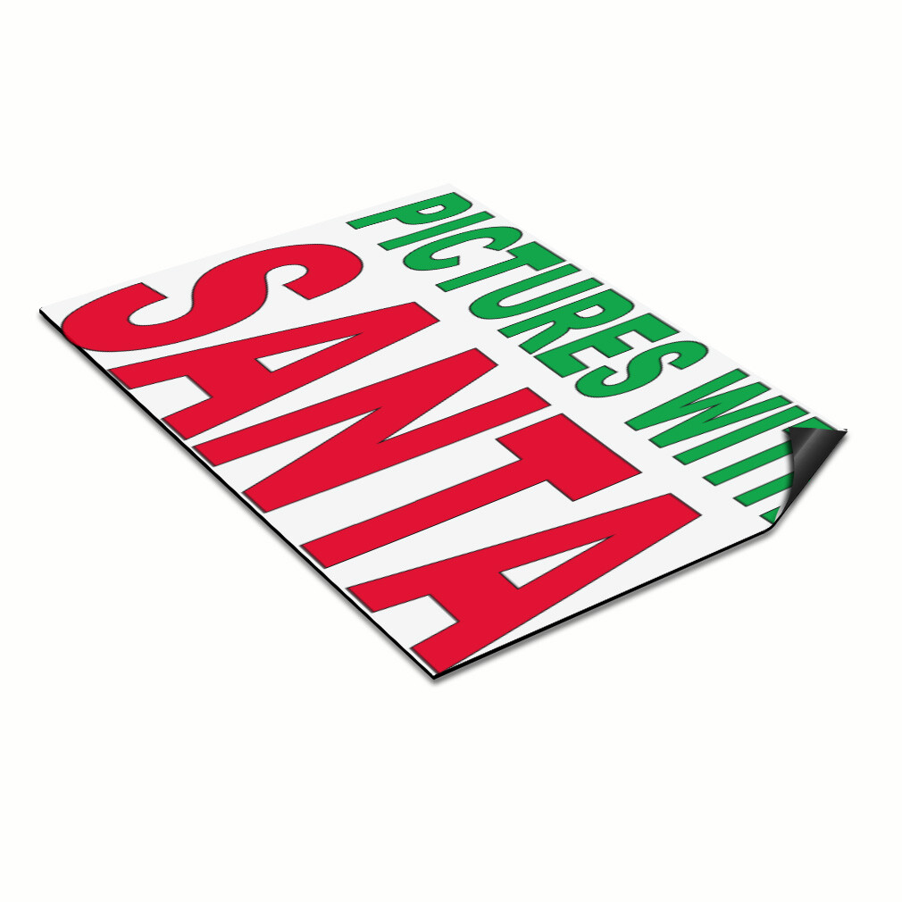 Car Magnet Set of 2 Pictures with Santa Green Red Industrial Sign