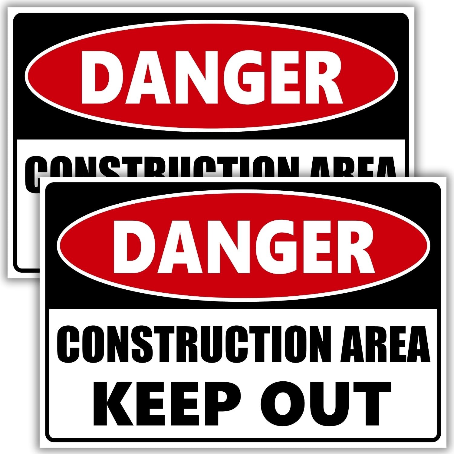 2 PCS Danger Construction Area Keep Out Do Not Enter Plastic Sign 12x8In