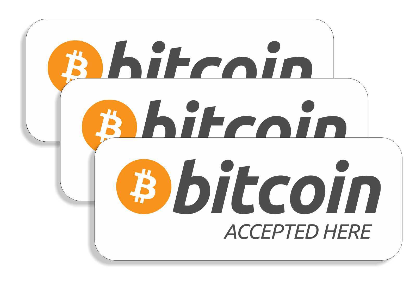 3x BITCOIN ACCEPTED STICKER FOR DOOR, WINDOW, COUNTER, VAN, CASH REGISTER – BTC