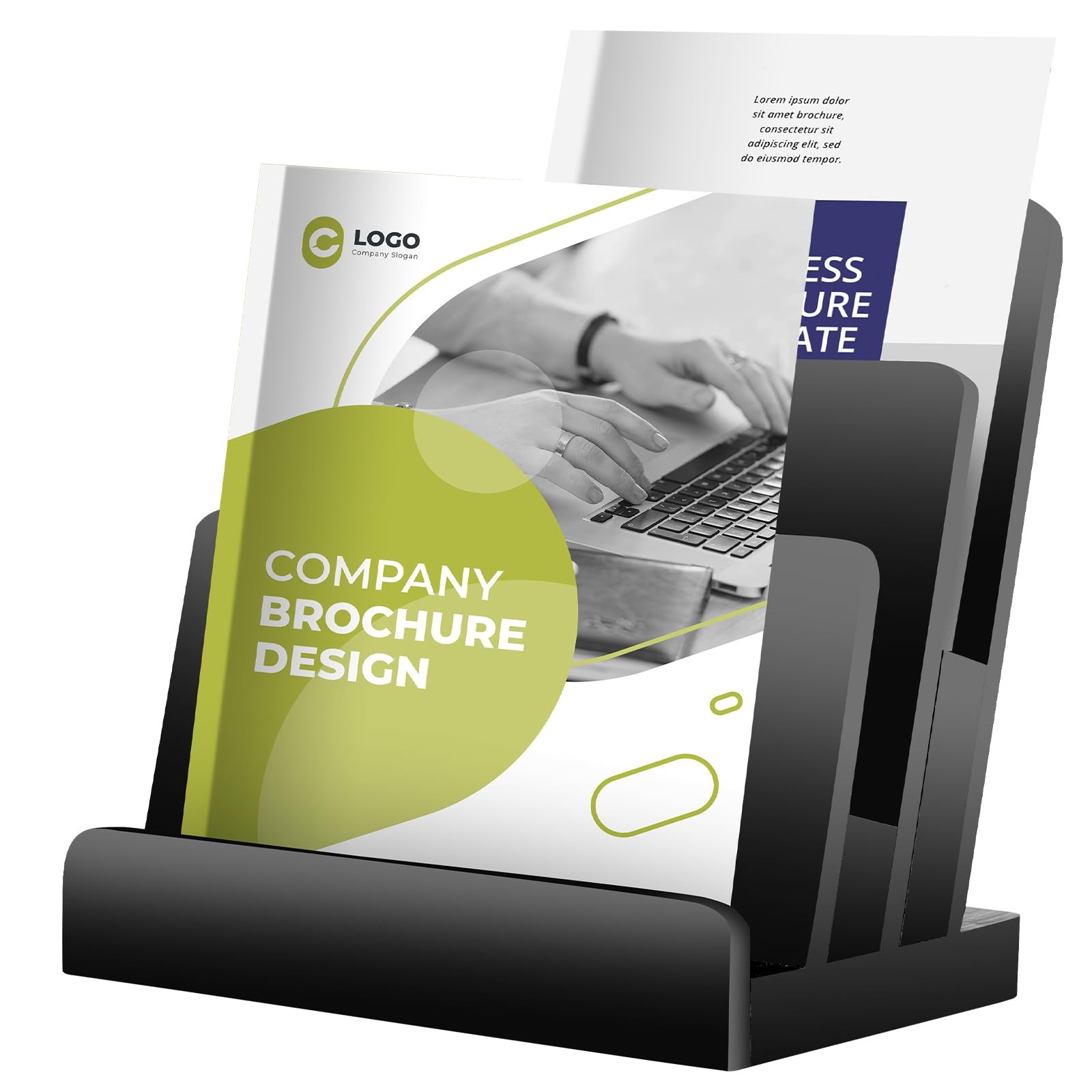 8.5 x 11 Brochure Display Stand 3 Tier Wooden Holder Black
