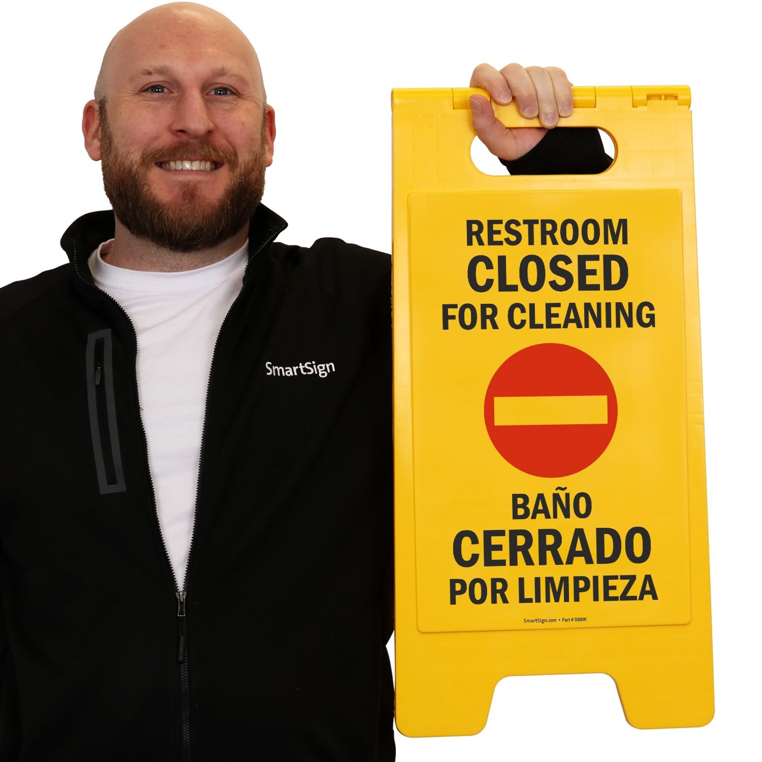 SmartSign 25 x 12 inch “Restroom Closed for Cleaning” Bilingual TwoSided Fold…