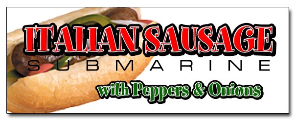 ITALIAN SAUSAGE SUB DECAL sticker hero peppers grilled onions sandwich