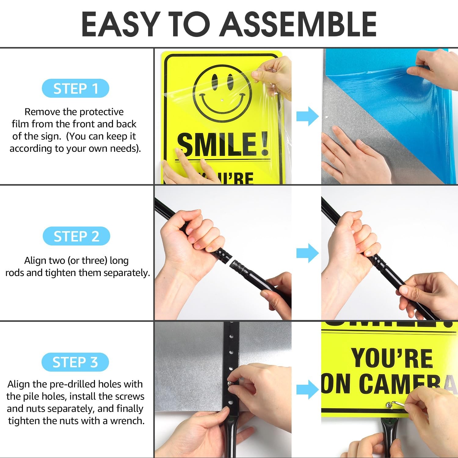 Large Smile You’re On Camera Signs Video Surveillance Sign with 54″ Stake 2 …