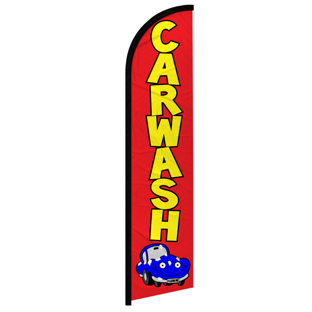 Car Wash Full Curve Windless Swooper Flag Carwash Flag RED