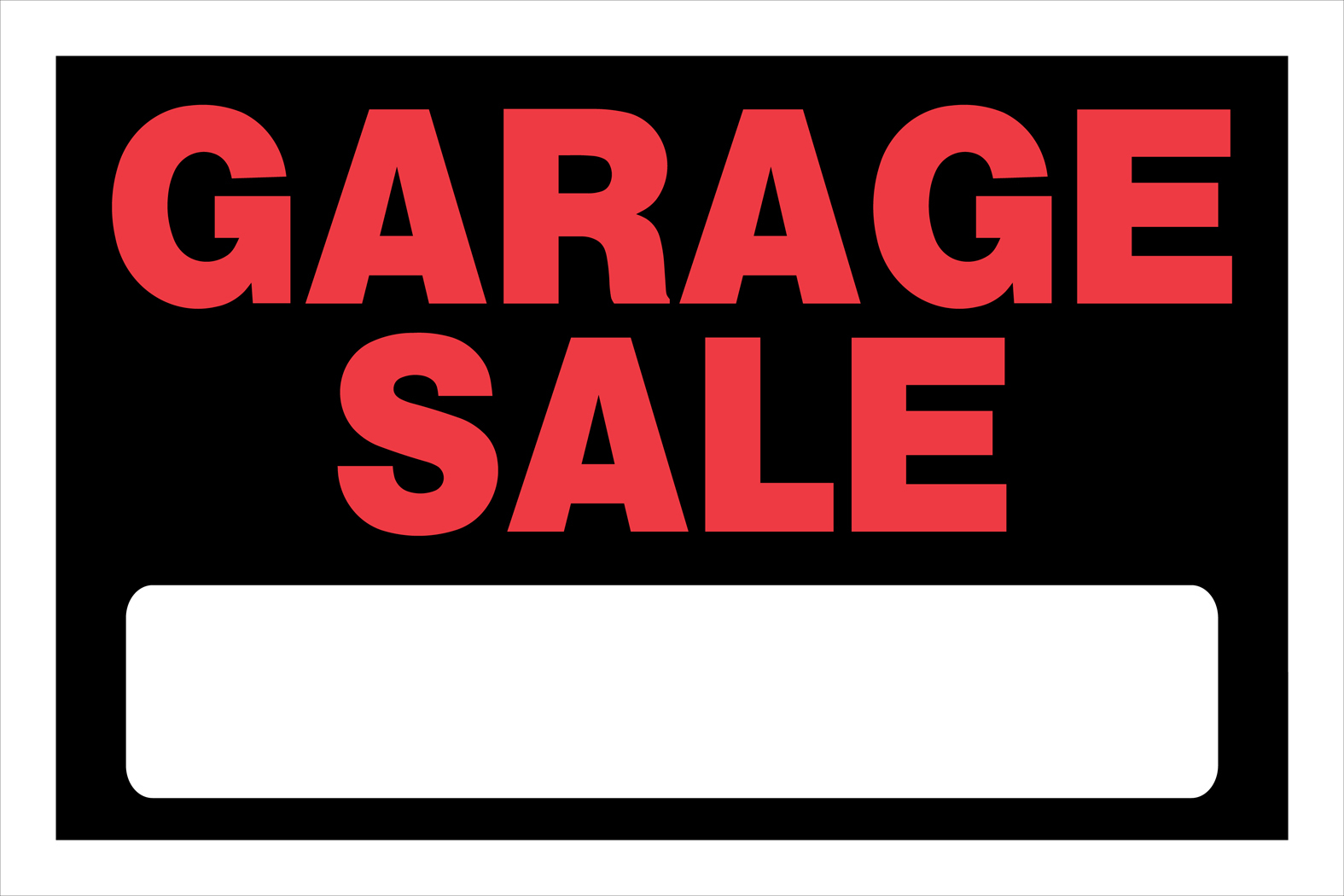 GARAGE SALE Plastic Yard SIGN 8″ x 12″ with blank Fluorescent Red Hillman 839946