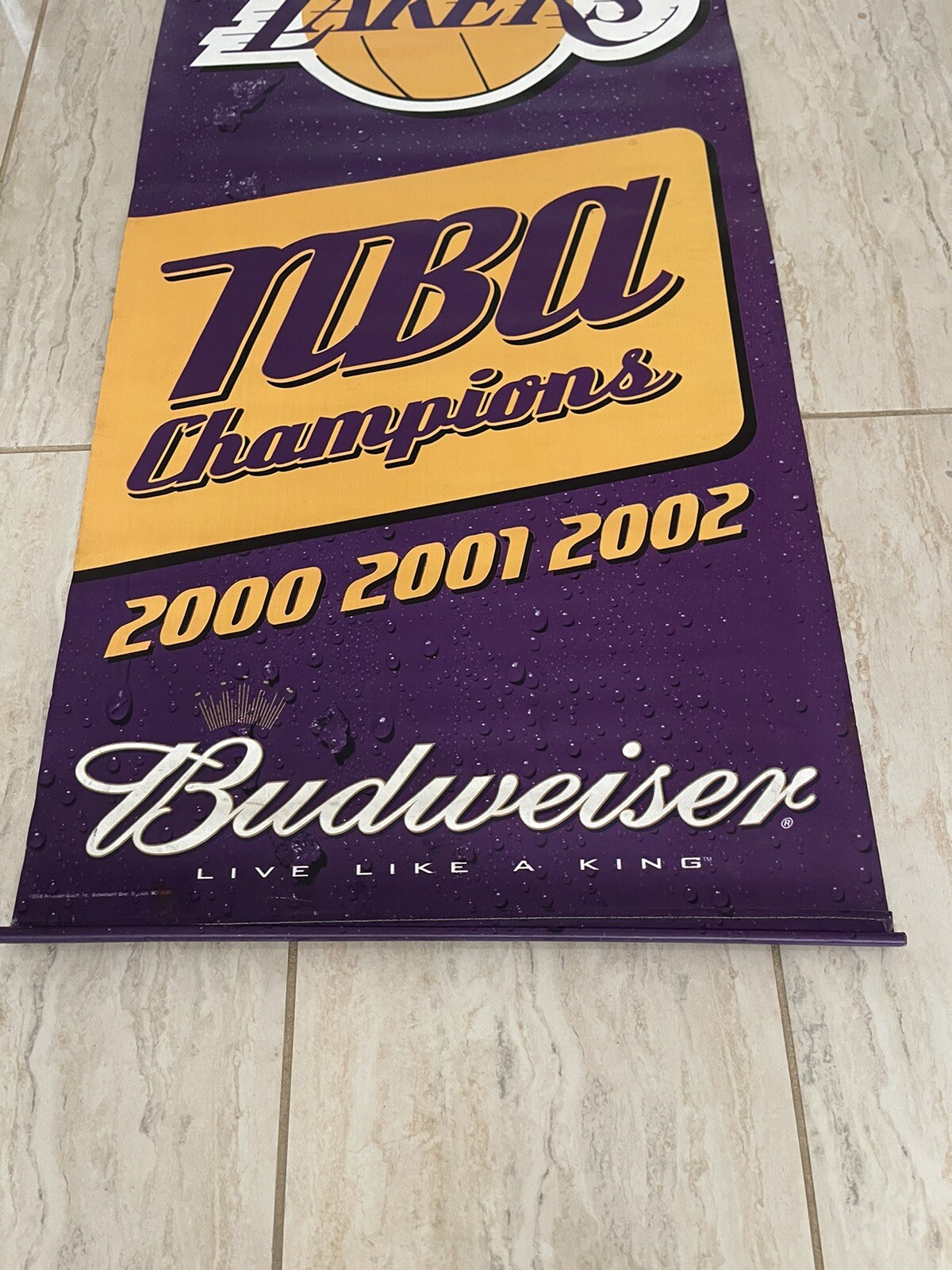 Los Angeles Lakers Kobe & Shaq ,Fisher Budweiser Banner 2000-01-02 NBA.
