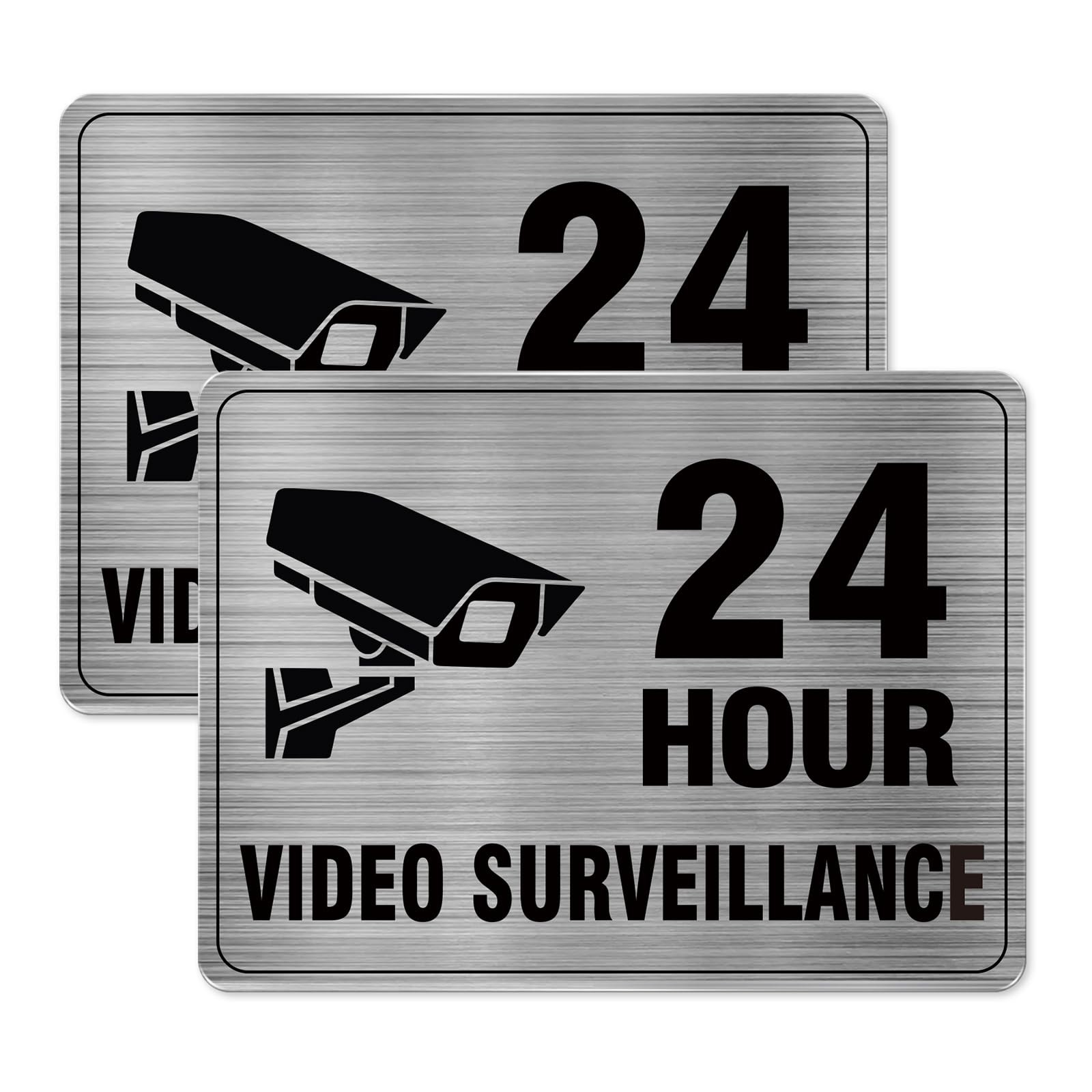 24 Hour Video Surveillance Sign Aluminum 8 x 6 Inch Self-Adhesive Heavy Duty …
