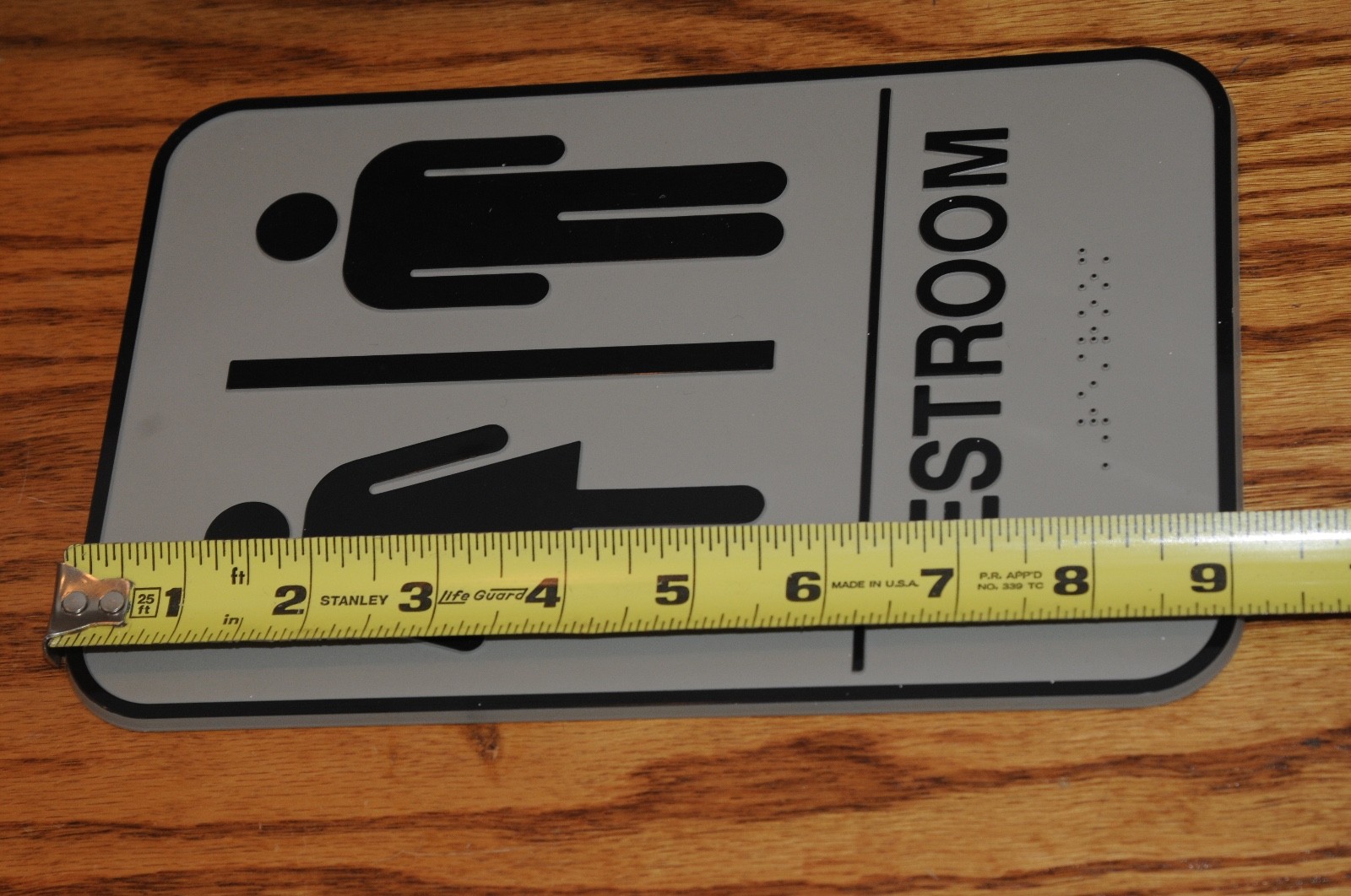 Restroom Sign, Male and Female Brail Acrylic Door Sign with Adhesive Backing.