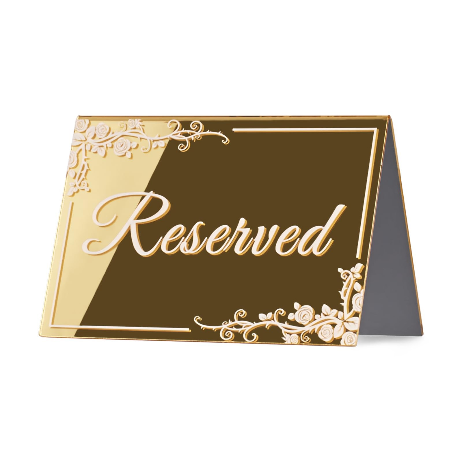 10 PCS 6×4 Inch Gold Acrylic Reserved Table Signs Double Sided Seating Cards
