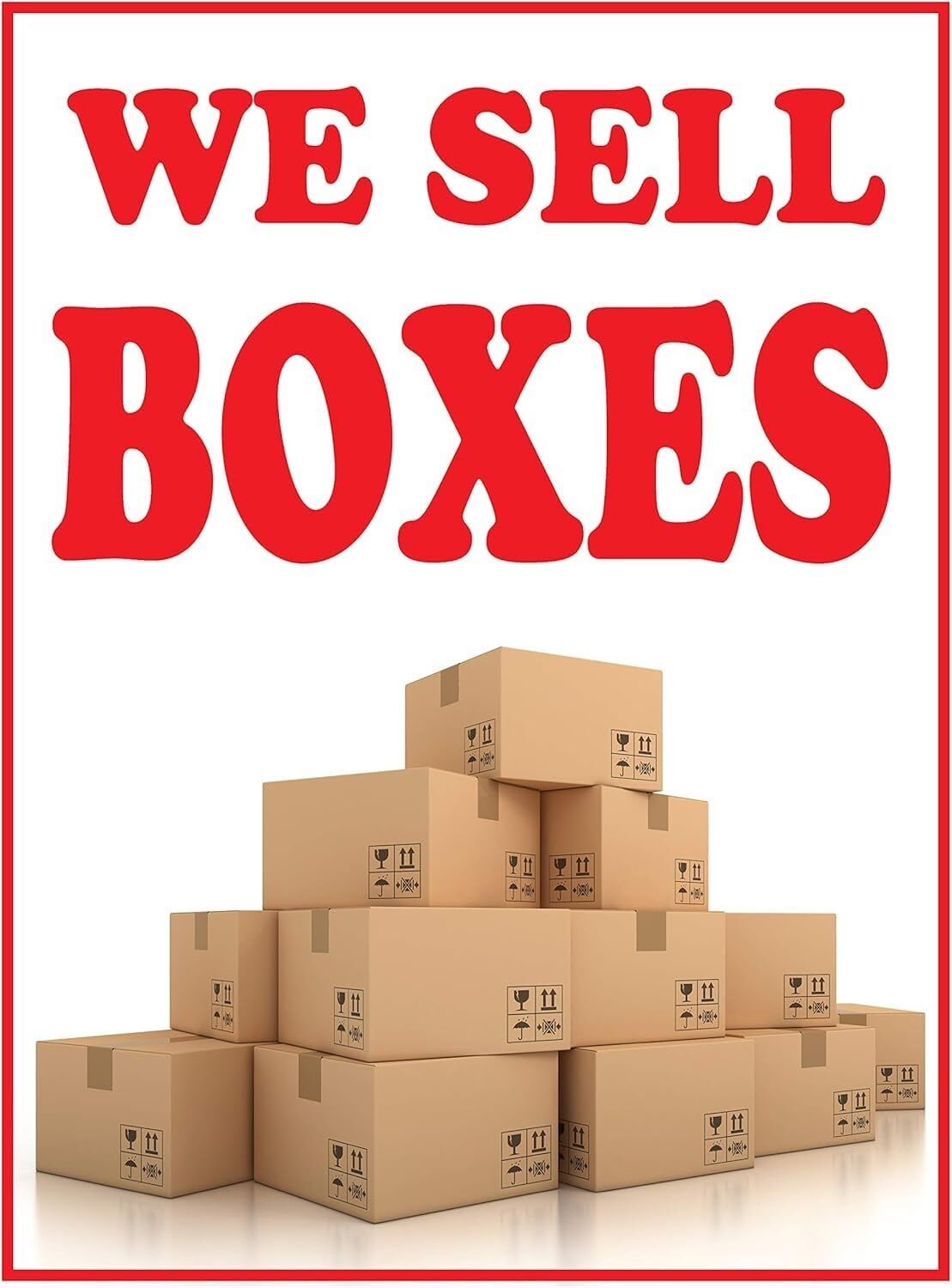We Sell Boxes Retail Window Display Paper Signs | Pack of 6 | 18″w x 24″h