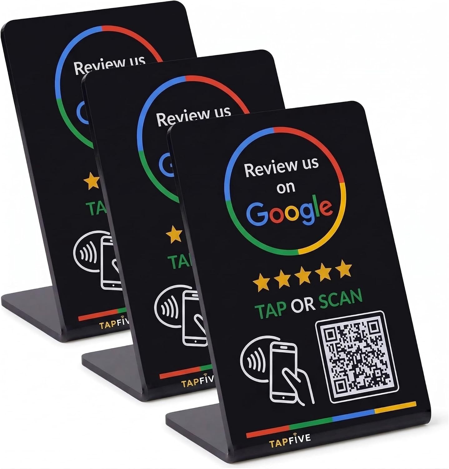 Google Review Stand: Instant NFC Tap & QR Code Sign Set – 3 Professional Stands