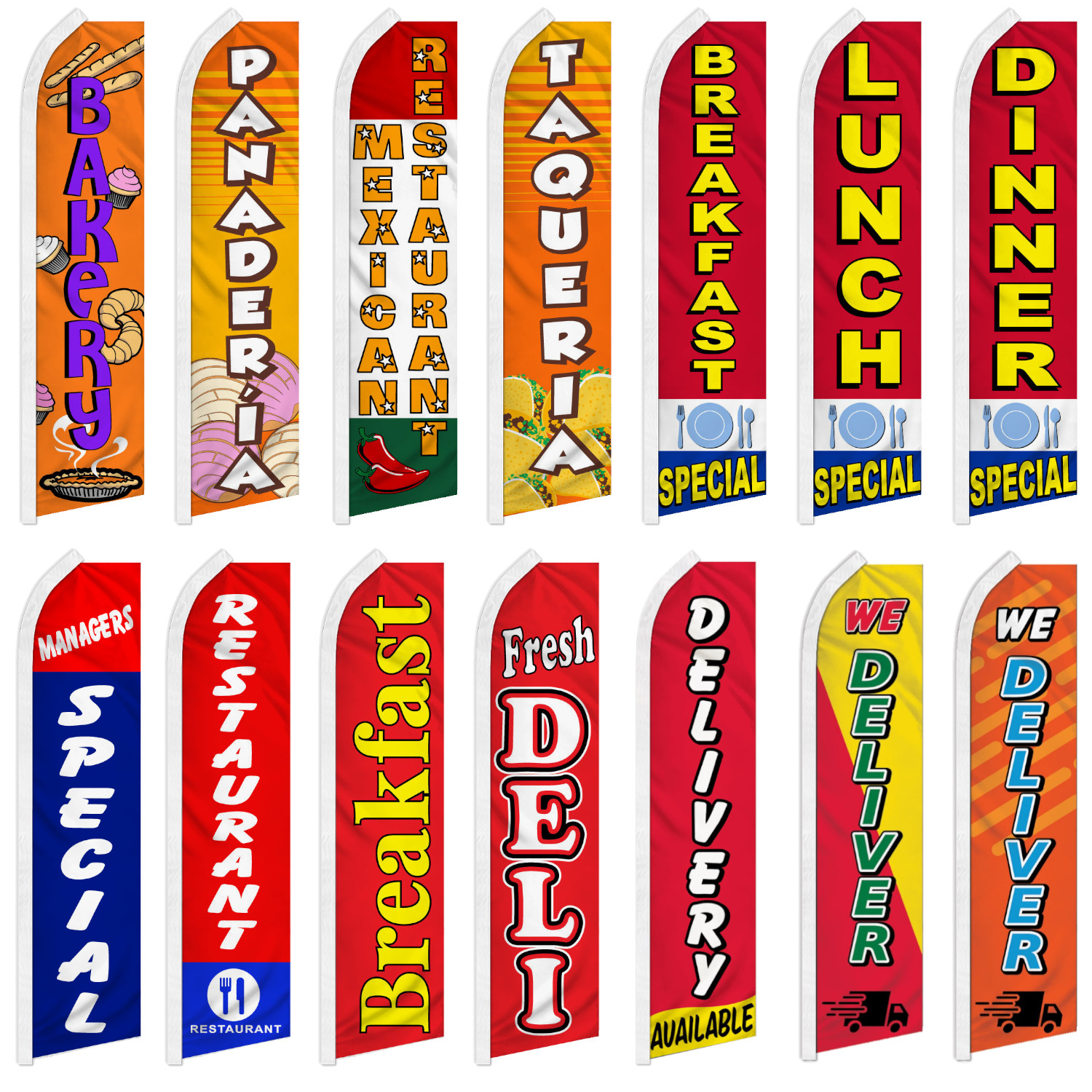 Restaurant Swooper Feather Flutter Flag Specials Delivery