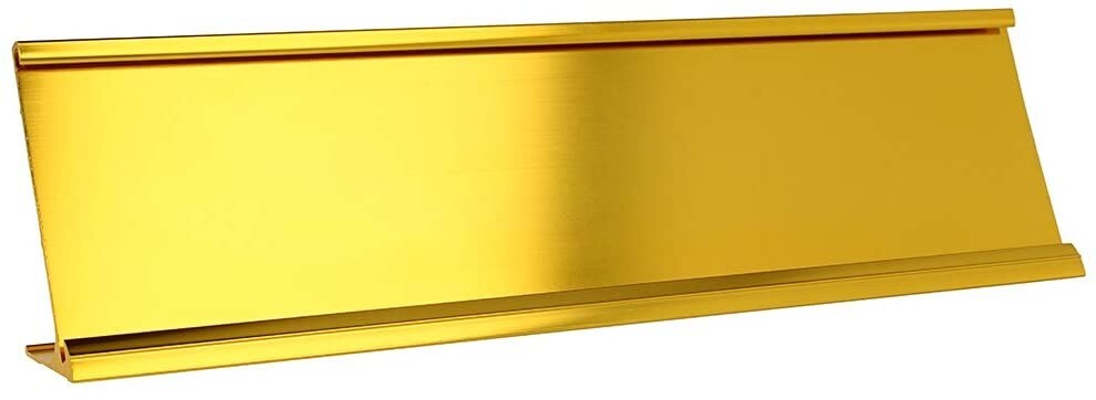 BRIGHT GOLD COLOR ANODIZED ALUMINUM Office Desk Name Plate Holder – 2″ x 8″