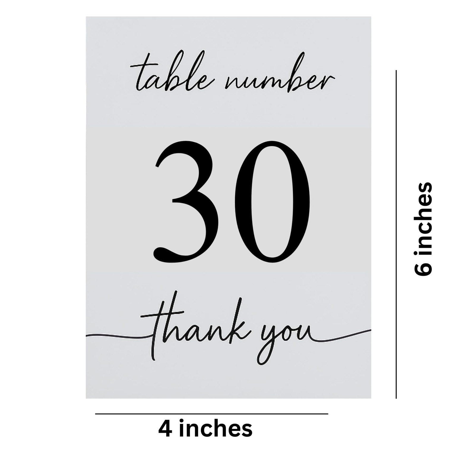 Wedding Table Numbers 1-30 Double Sided Printed Premium Cardstock Elegant