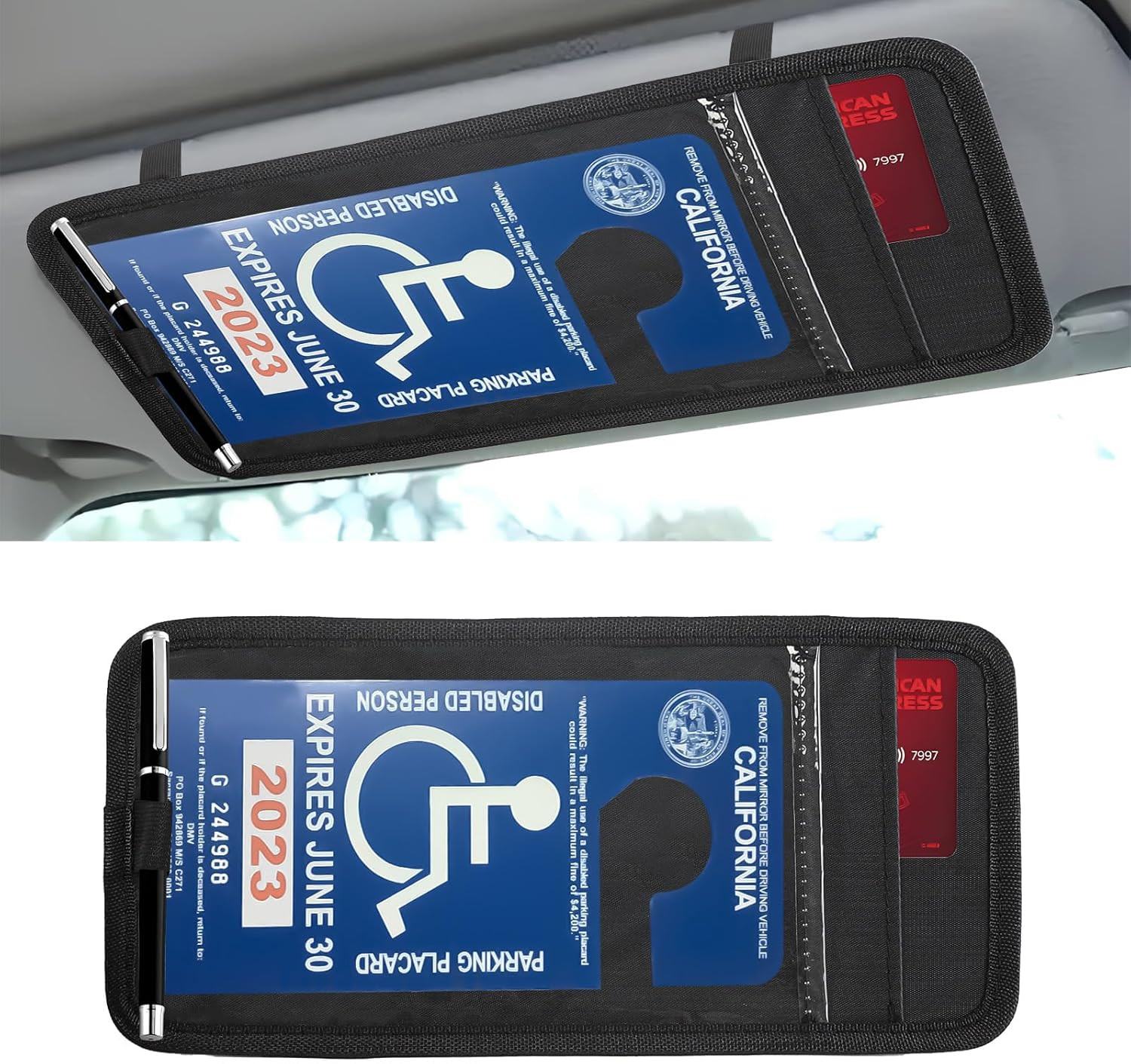 Car Visor Handicap Placard Holder, Disabled Parking Permit Sign Protector
