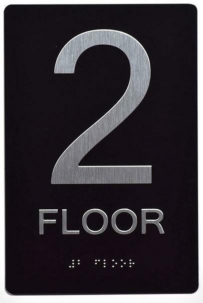 Floor Number Sign -2ND Floor Sign(Aluminium, Black/Silver,Size 6×9) �REF24-1027