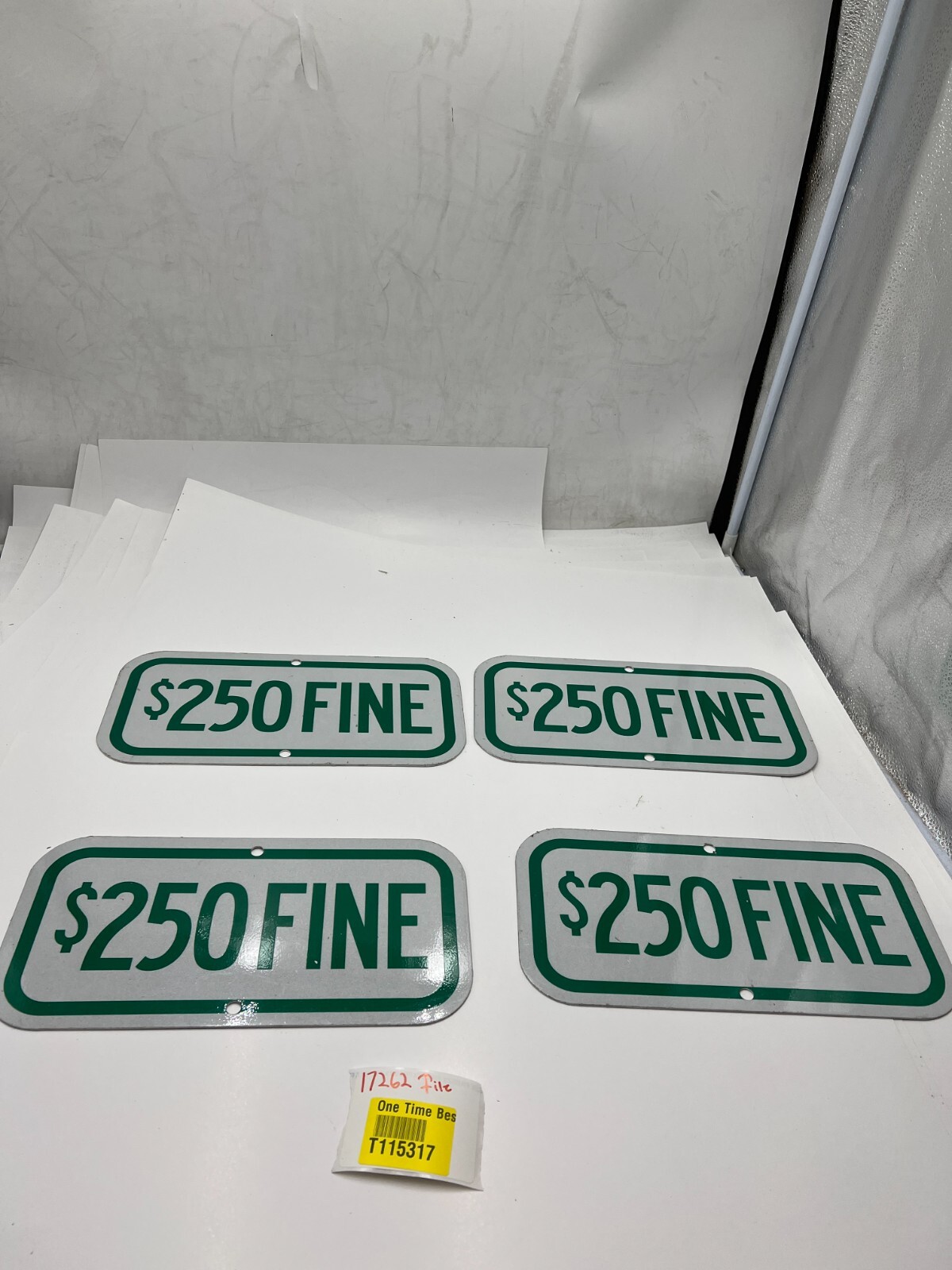 (QTY 4) $250 Fine Sign, Handicap Fine Sign, Rust Free, .040 Aluminum