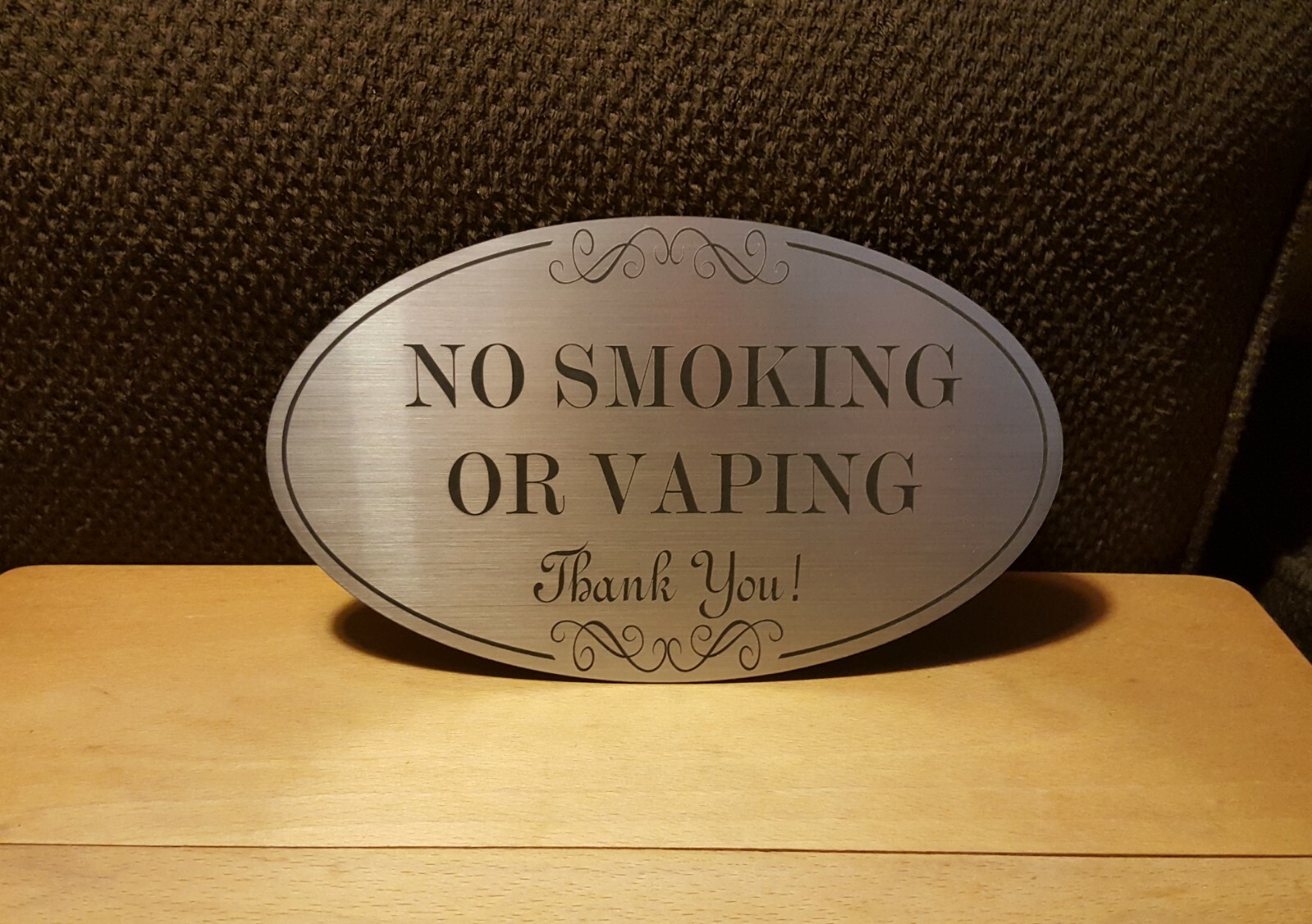 NO SMOKING OR VAPING Sign 5″x 3″ Oval_Indoor/Outdoor_Home or Business