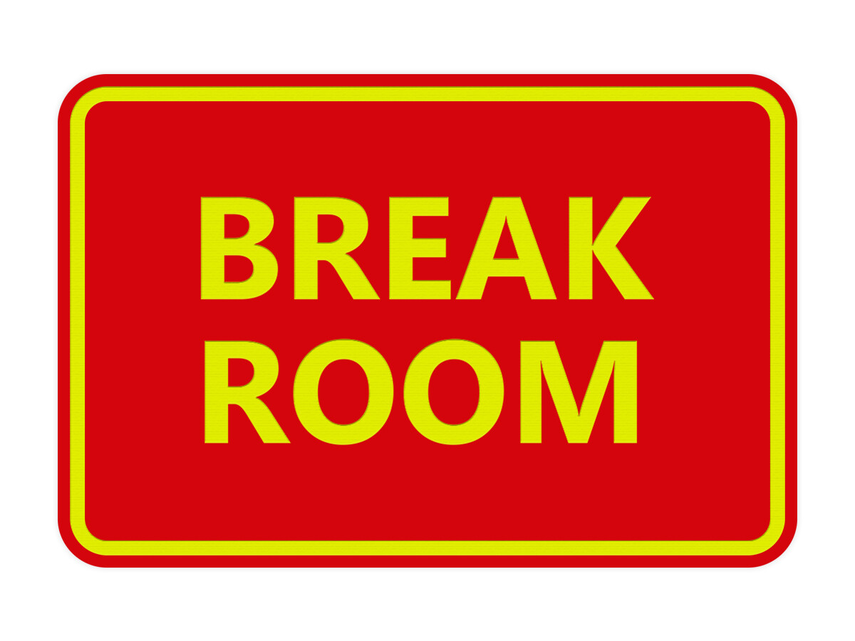 Signs ByLITA Classic Framed Break Room Sign (Red/Yellow) – Medium 5 x 7″