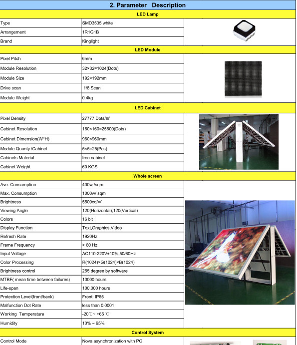 LED Sign P6MM 3’x6’FS Full Color Programmable Outdoor LED Sign, IP65