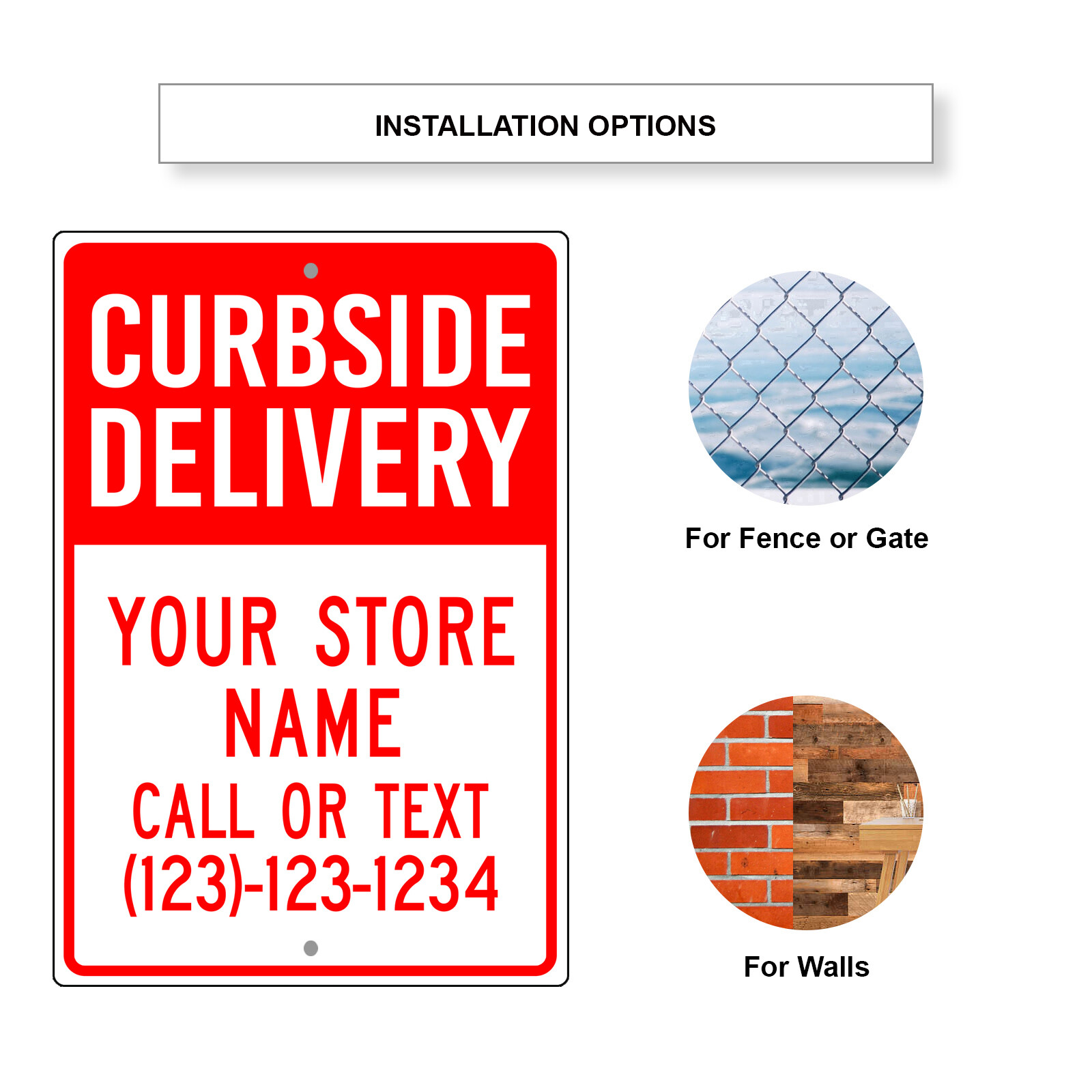 Custom Sign Curbside Delivery Your Store Name Number Custom Aluminum Metal Sign