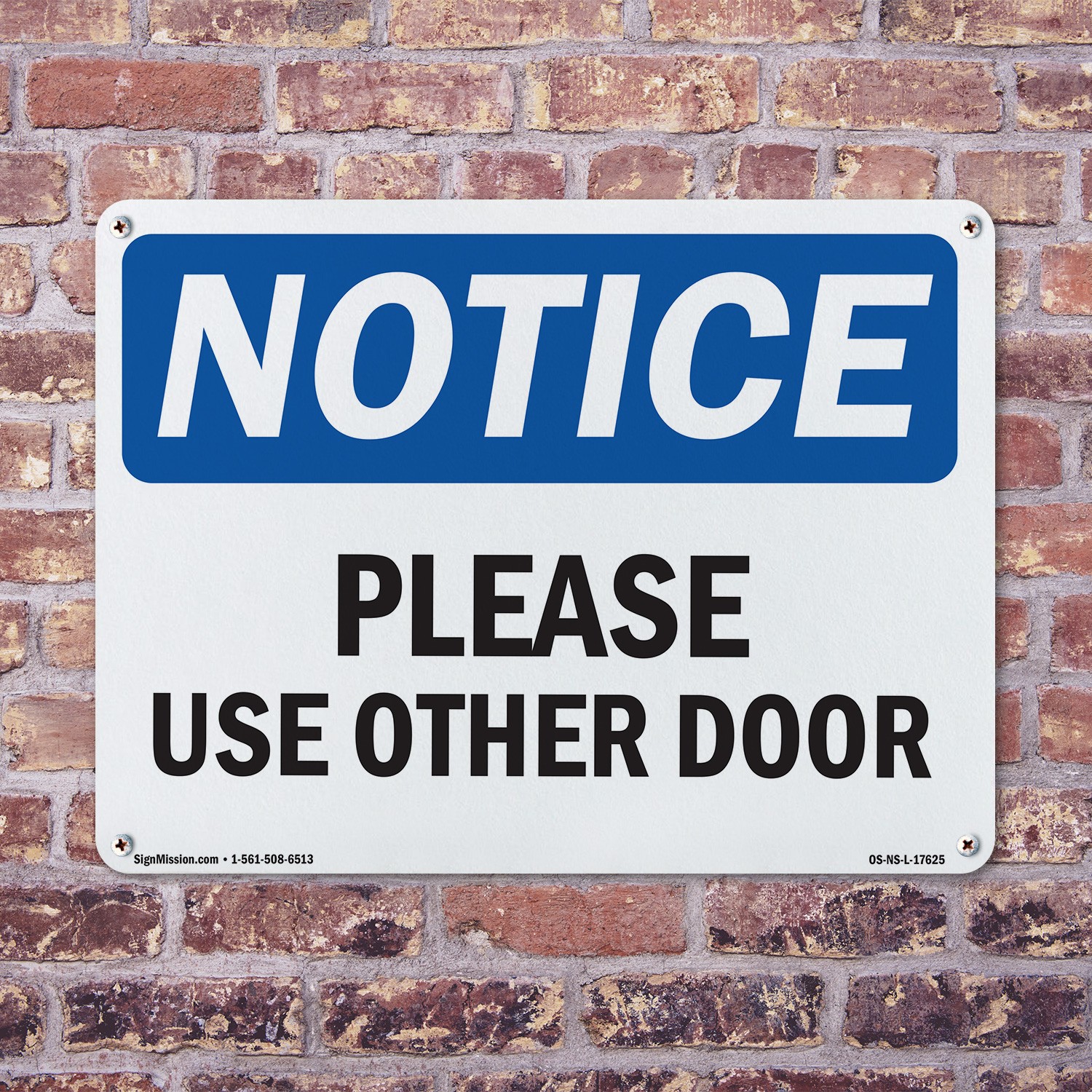 Please Use Other Door OSHA Notice Sign Metal, Plastic, Or Decal – 5 or 10 Pack